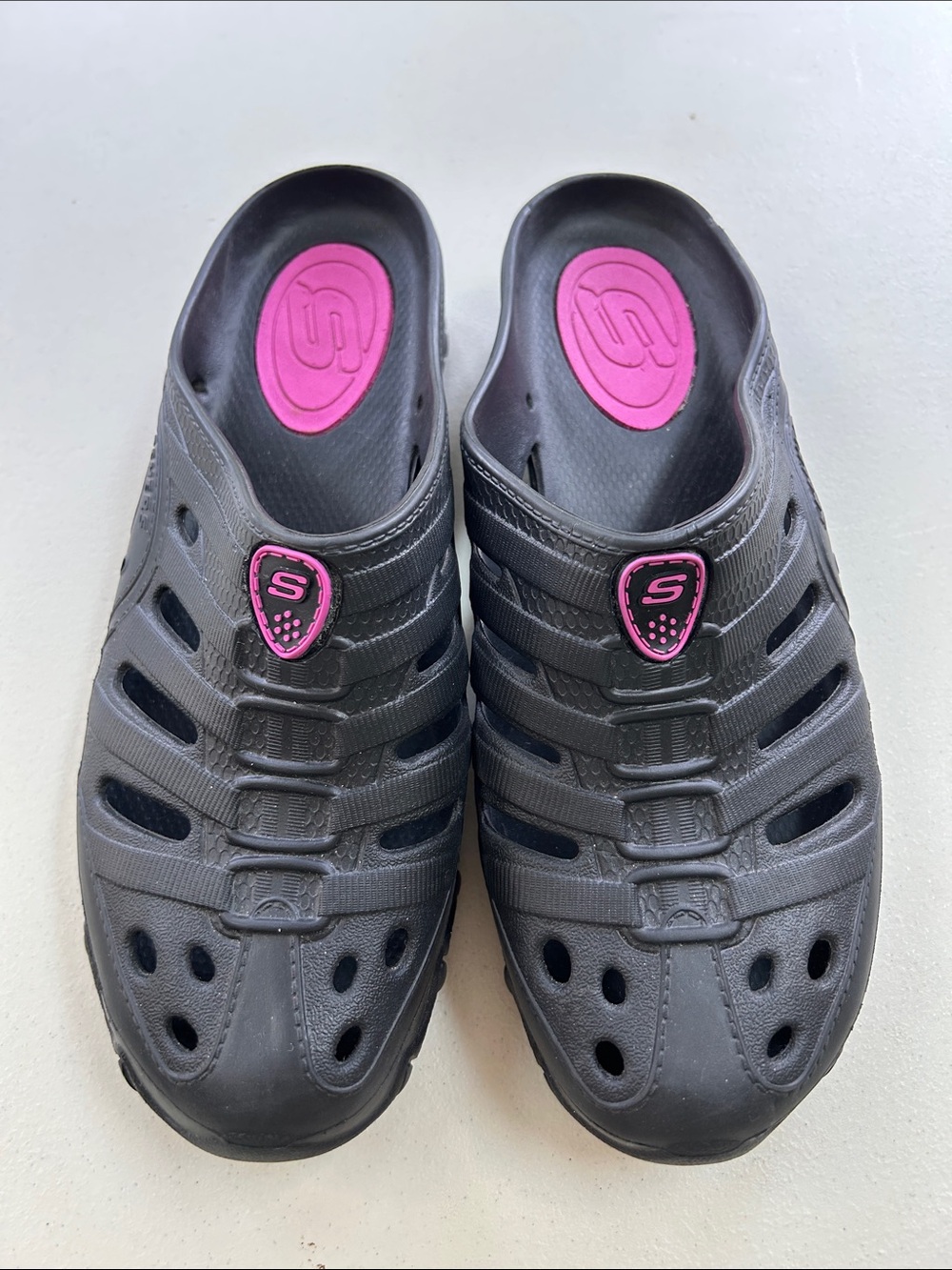 Skechers Women's Black Clog with Pink Insole Accents